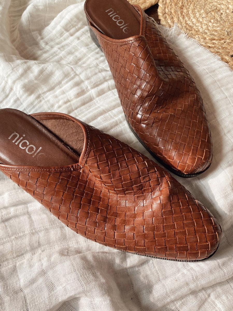 Woven Leather Mules