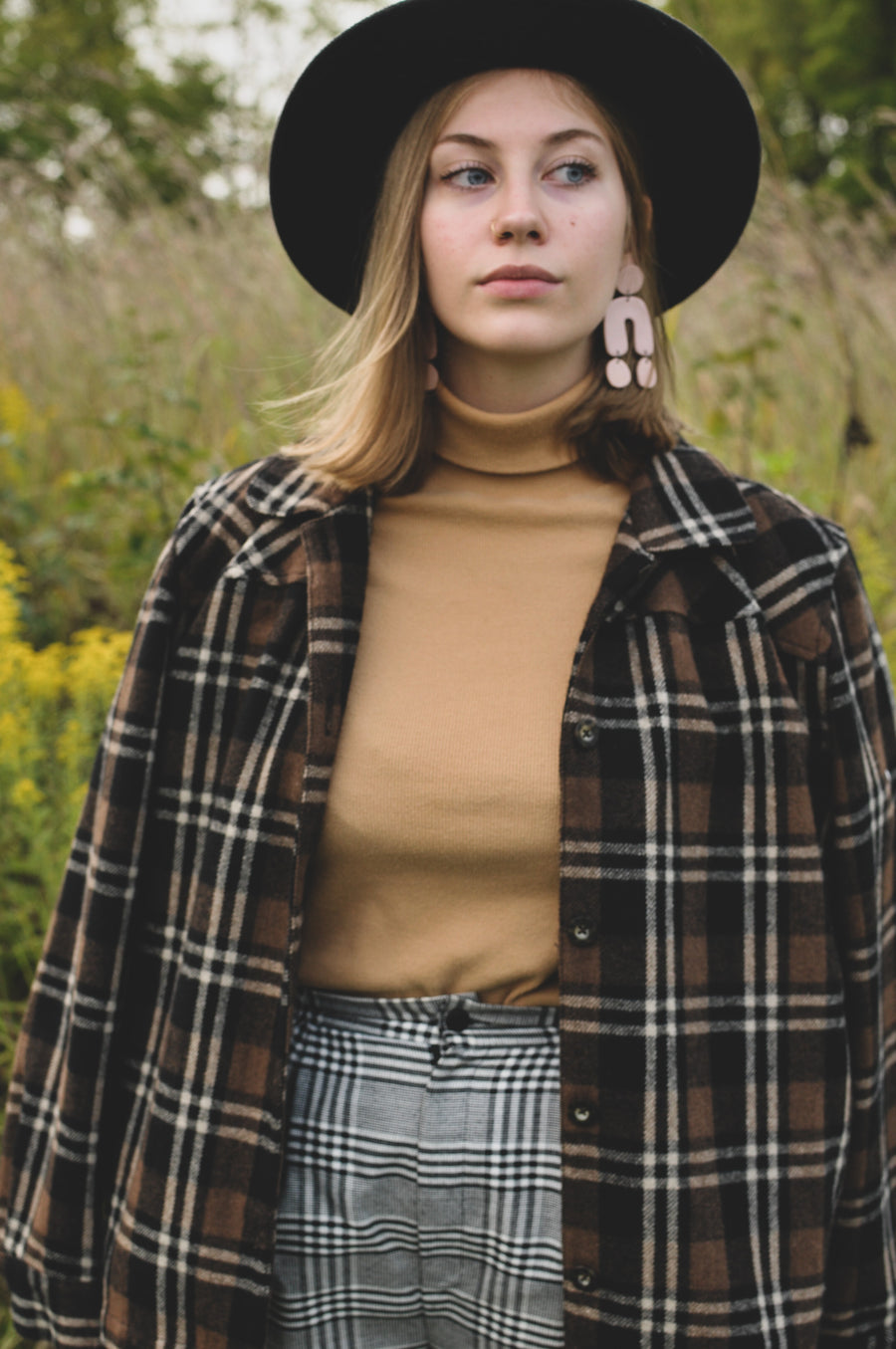 Long Wool Skirt in Autumn Plaid- Revivall Clothing